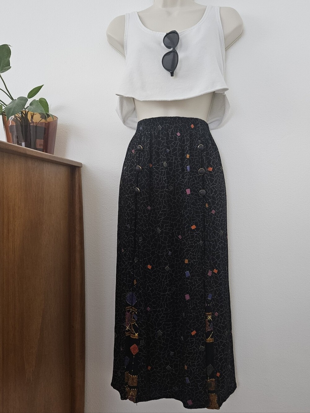 vintage print pattern boho grunge 90s y2k indie urban hippie festival midi skirt
